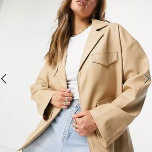 ASOS- Faux leather patch pocket jacket in beige